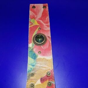 Hand Made Floral Leather Cuff Bracelet